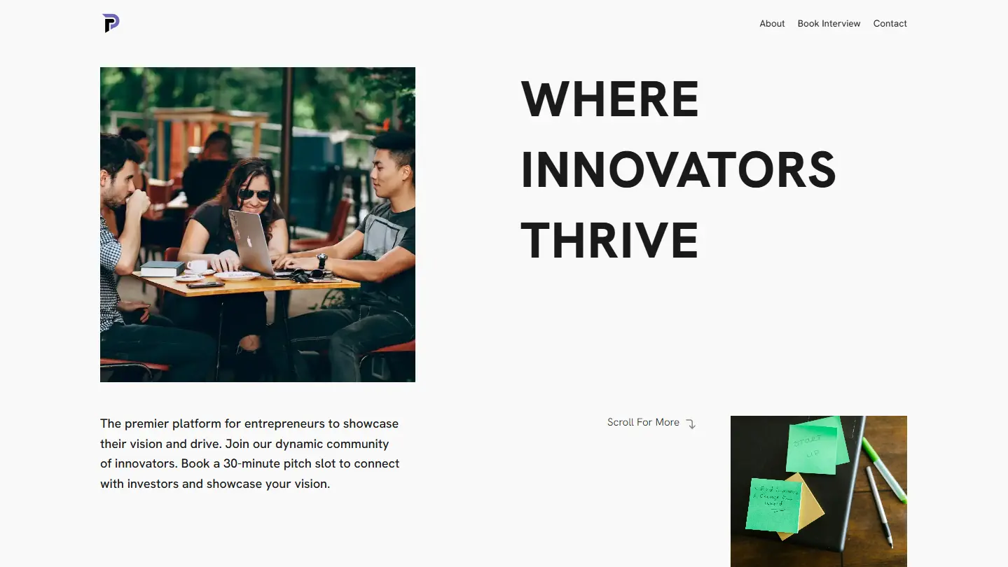 Screenshot of the PitchYourStartup website